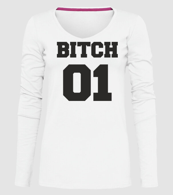 Bitch 01 model alb pe tricou