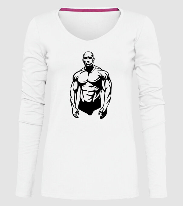 bodybuilding model alb pe tricou