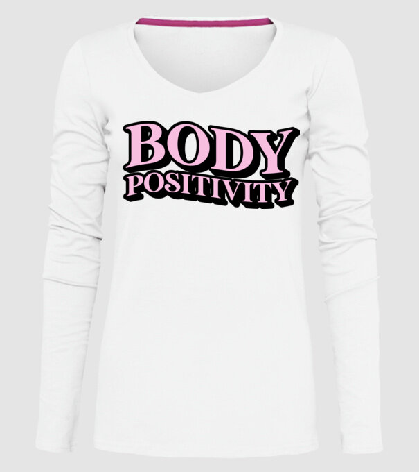 BodyPositivity model alb pe tricou