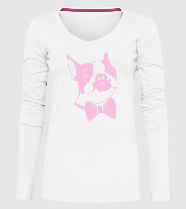 Boston Terrier model alb pe tricou