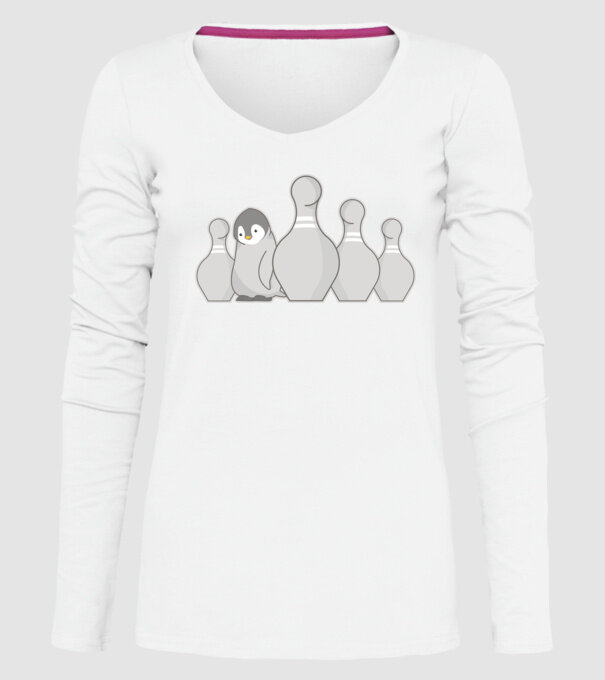 Bowling pinguin model alb pe tricou