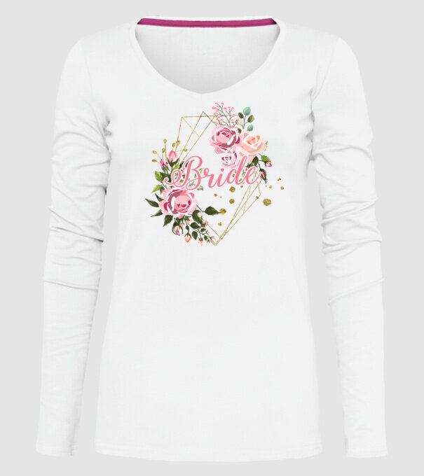 BRIDE roses floral model alb pe tricou