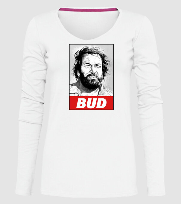 Bud Spencer halftone model alb pe tricou