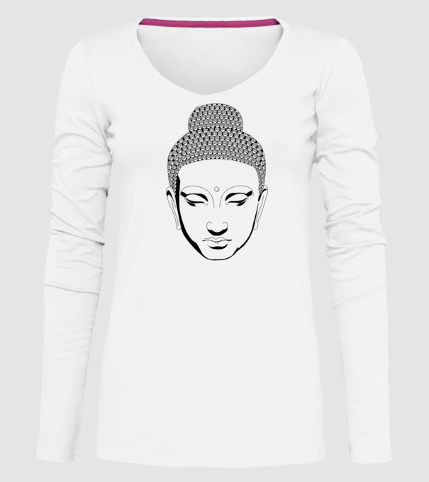 buddhas head model alb pe tricou
