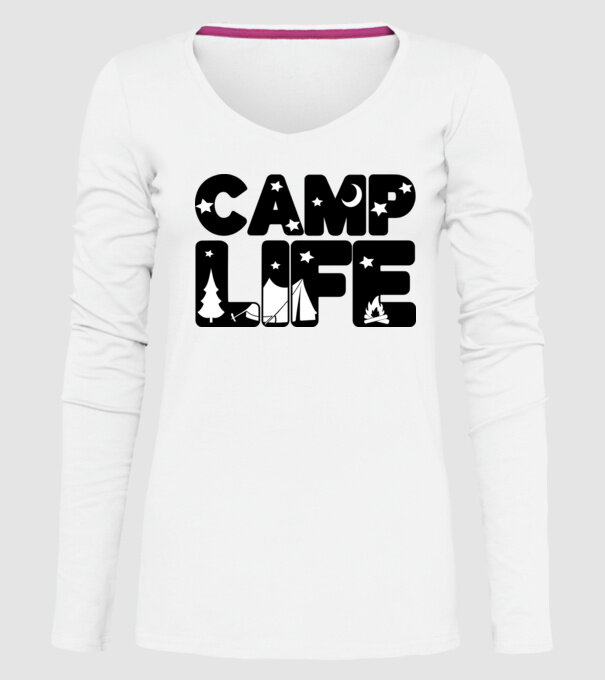 Camp life 2c model alb pe tricou