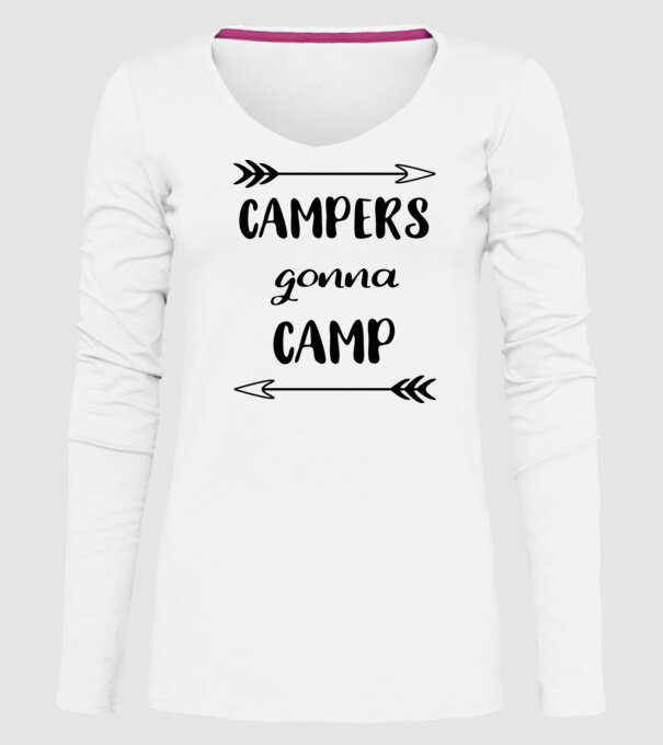 Campers gonna camp model alb pe tricou
