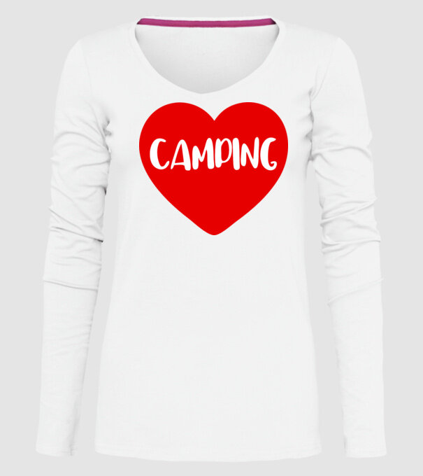 Camping heart model alb pe tricou