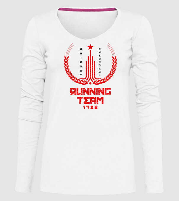 Chernobyl Running team model alb pe tricou