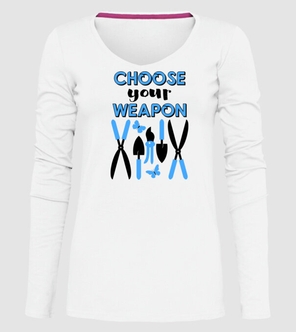 Choose your weapon model alb pe tricou