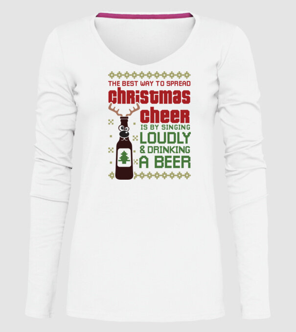 Christmas cheer beer pulovăr urât model alb pe tricou
