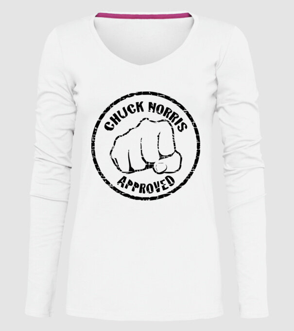 Chuck Norris Approved model alb pe tricou