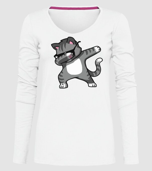 Pisică DAB model alb pe tricou