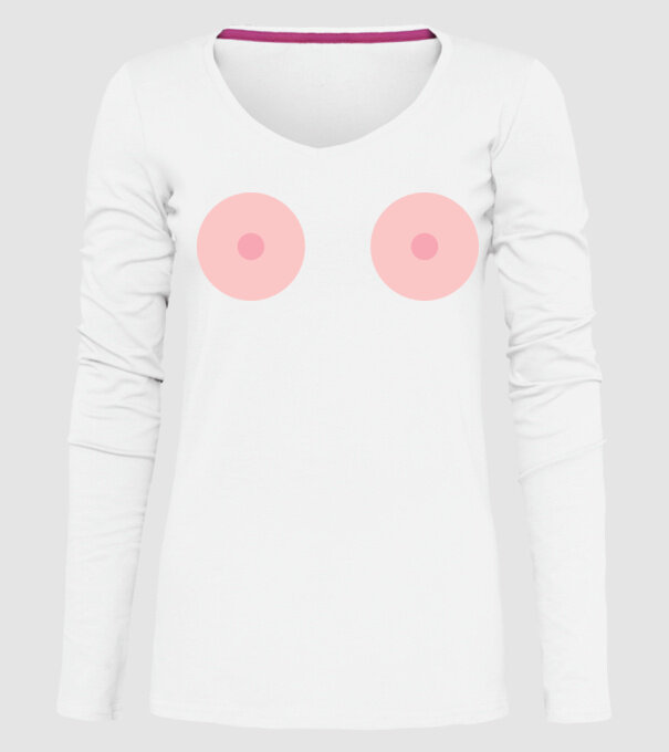 Țâțe model alb pe tricou
