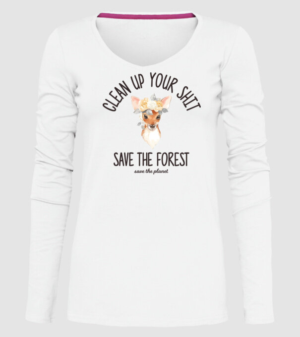 Clean up your shit model alb pe tricou