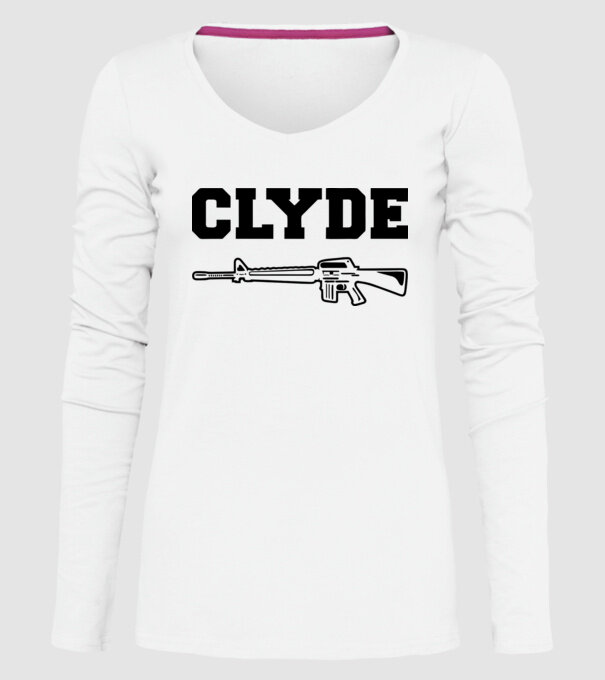 Clyde model alb pe tricou