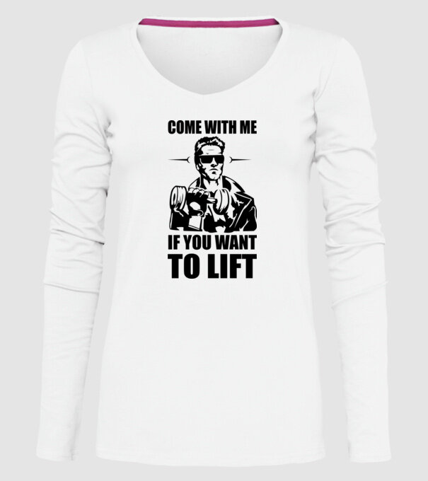 come with me arnold model alb pe tricou