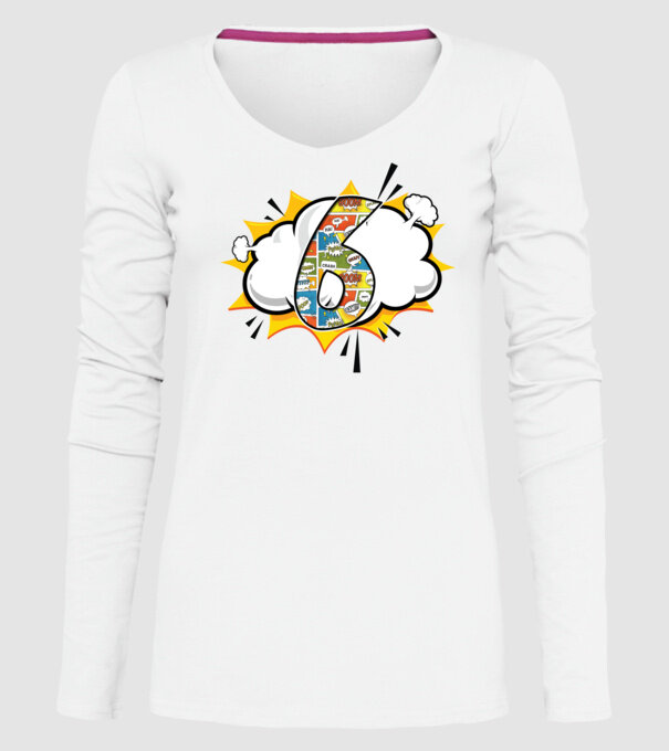 Birthday Comic Number 6 model alb pe tricou