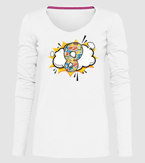 Birthday Comic Number 8 model alb pe tricou