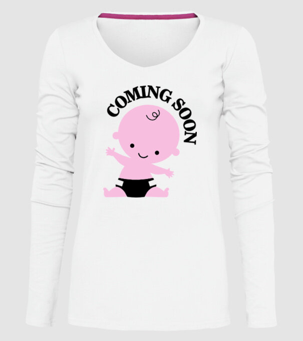 Coming soon baby model alb pe tricou