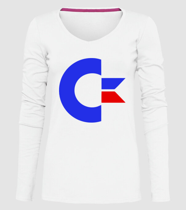 Logo Commodore model alb pe tricou
