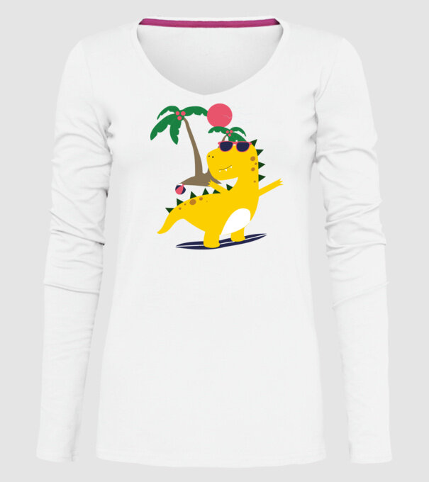 dinozaur drăguț vară model alb pe tricou