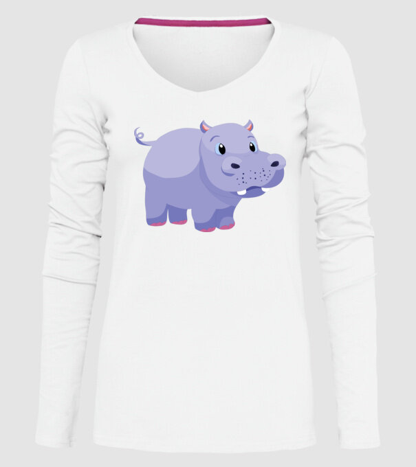 Hipopotam drăguț model alb pe tricou
