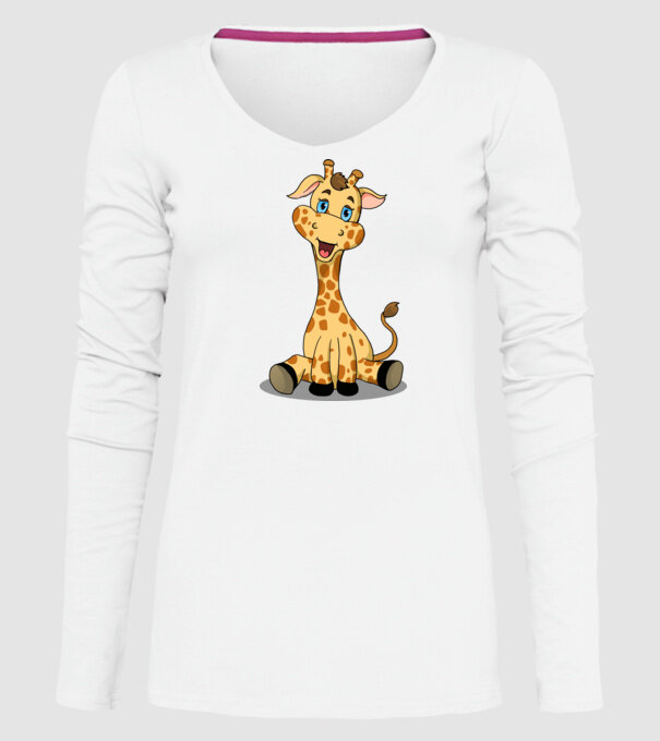 Cute giraffe model alb pe tricou