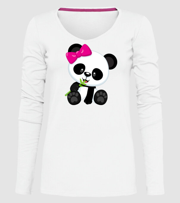 cute panda girl model alb pe tricou