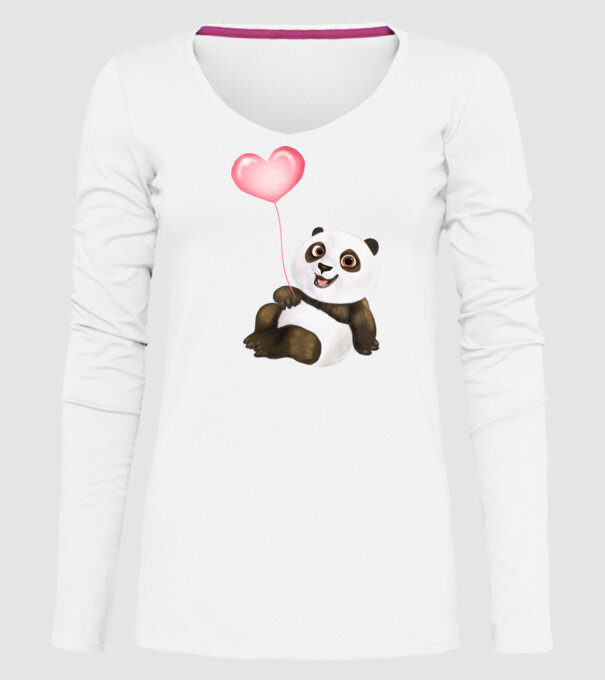 Cute panda with heart model alb pe tricou
