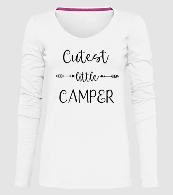 Cutest little camper model alb pe tricou