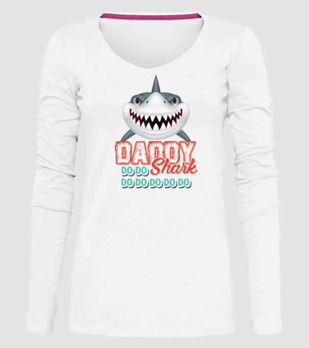 Daddy shark model alb pe tricou