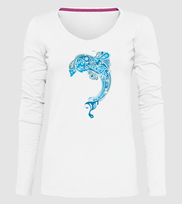 delfin model alb pe tricou