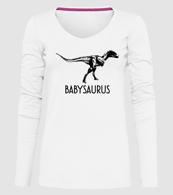 Familia de dinozauri Babysaurus model alb pe tricou