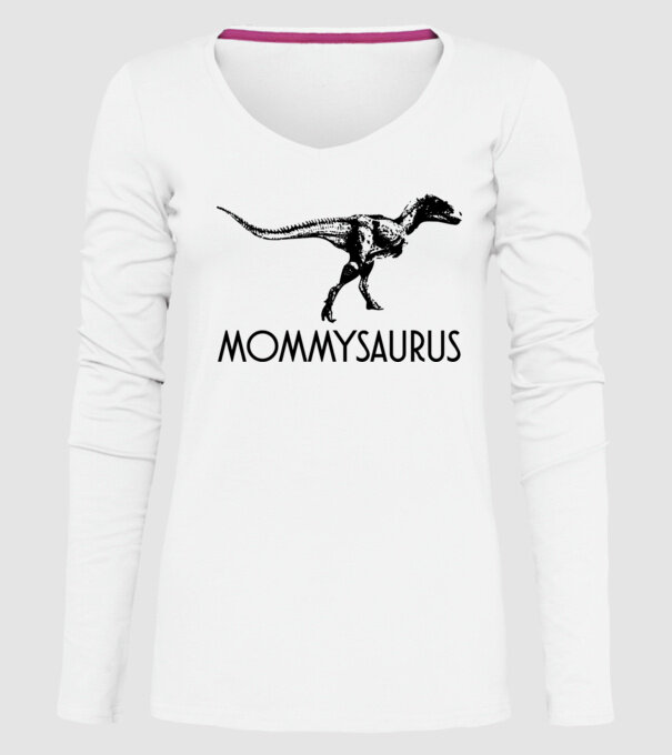 Familia de dinozauri Mommysaurus model alb pe tricou