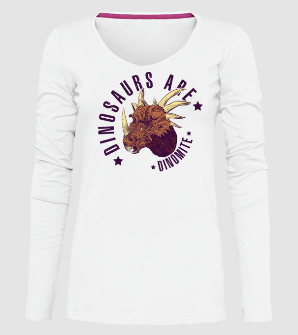 Dinomite model alb pe tricou
