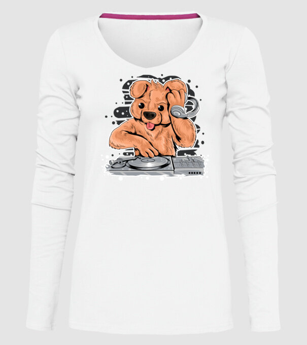Urs Dj model alb pe tricou