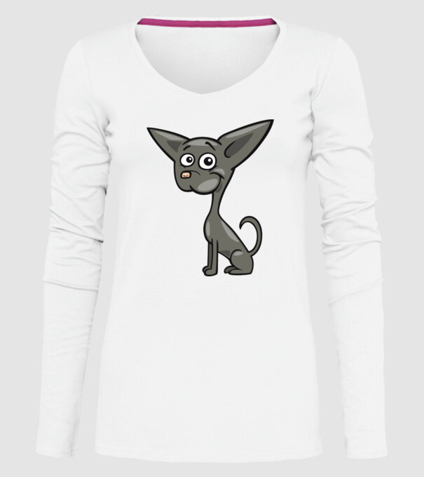 Dog silhouette model alb pe tricou