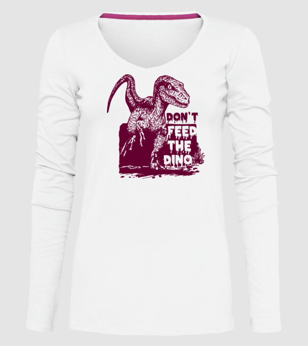Dont feed the dino model alb pe tricou