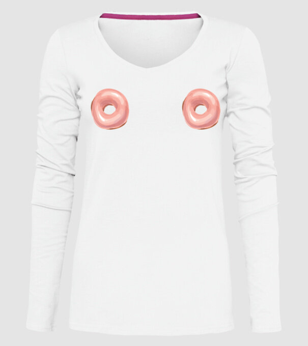 Donut titties model alb pe tricou