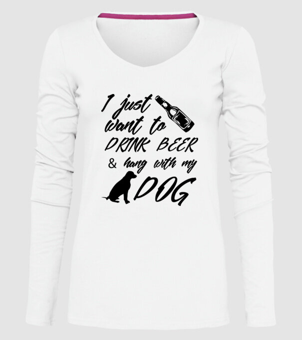 Drink beer and hang with my dog model alb pe tricou