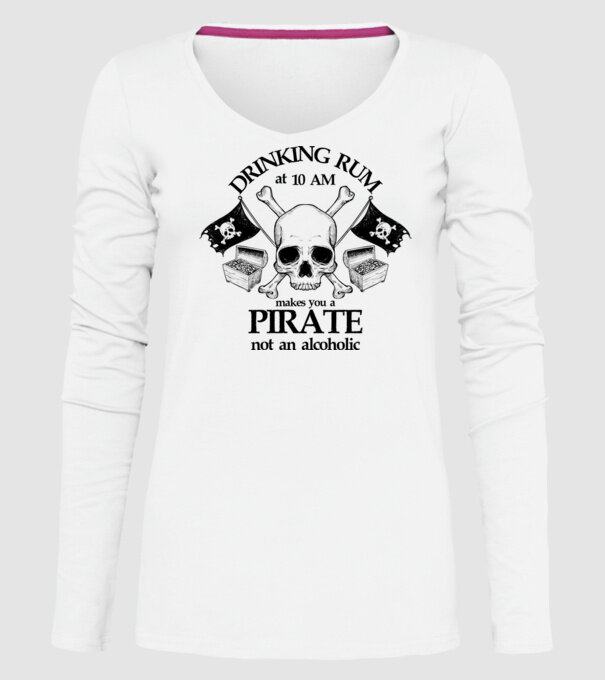 Drinking rum model alb pe tricou