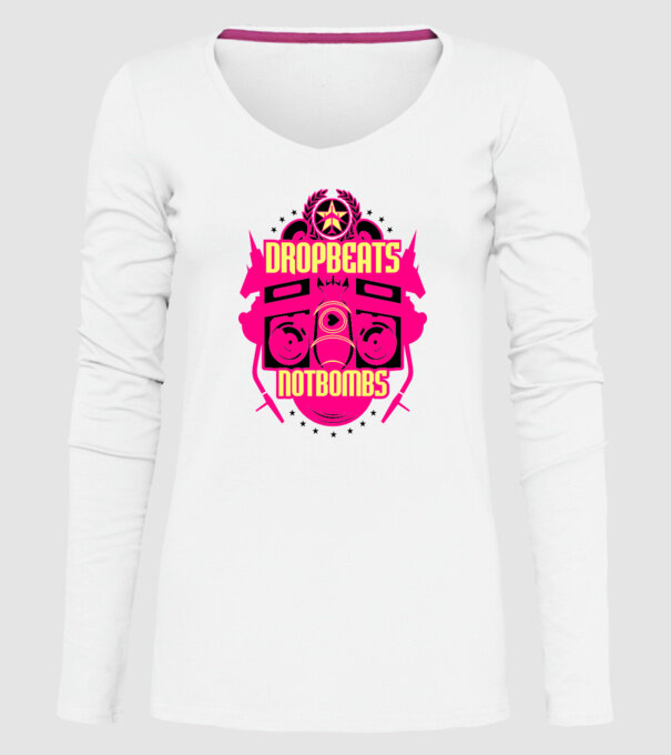 Drop Beats Not Bombs model alb pe tricou