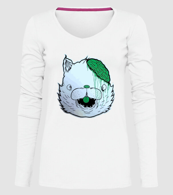Dropdead! Cat model alb pe tricou