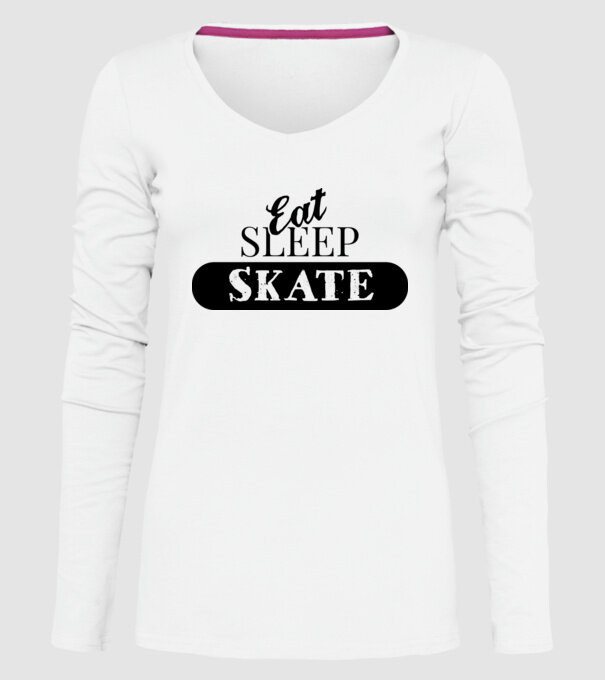 eat sleep skate model alb pe tricou