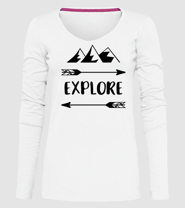 Explore mountains model alb pe tricou
