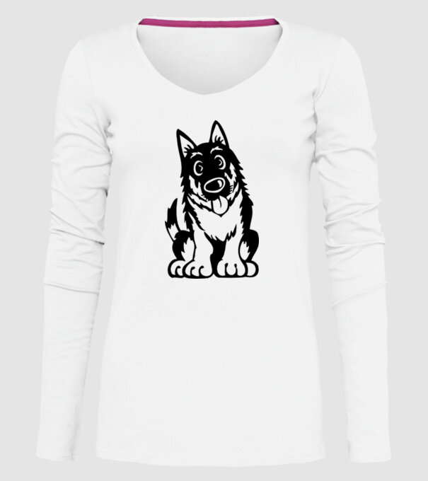 câine lup model alb pe tricou