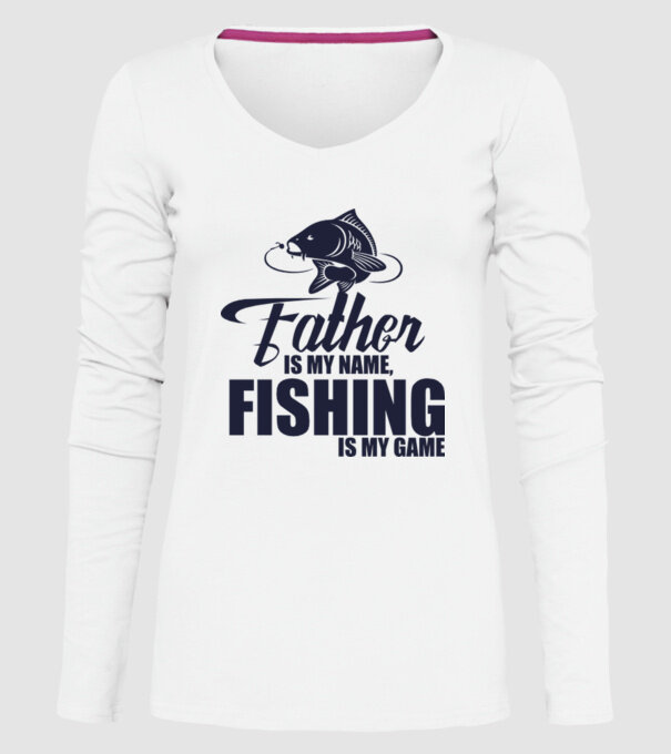 Father is my name, fishing is my game model alb pe tricou