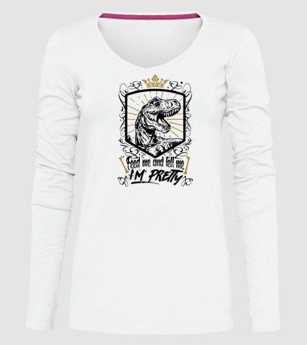 'Feed me and tell me i''m pretty' model alb pe tricou