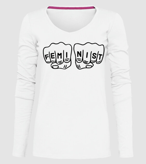 Feminist model alb pe tricou