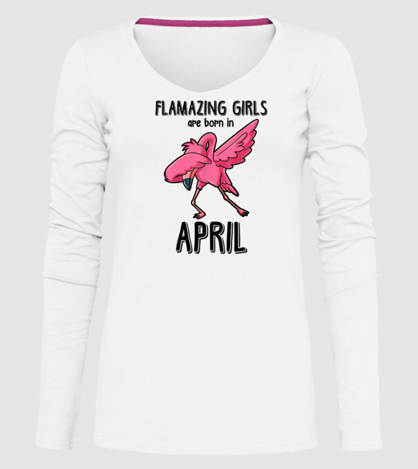 Flamazing girls are born in april black model alb pe tricou